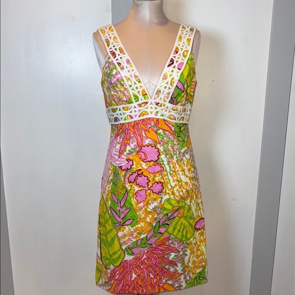 Trina Turk Tropical Print Shift Dress Size 4 - Picture 1 of 12